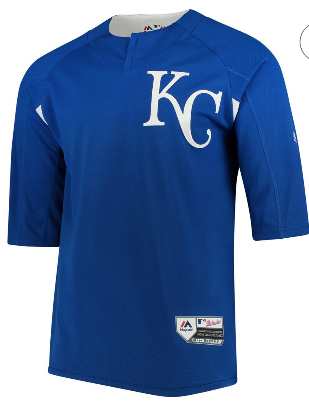 Kansas City Royals Majestic On-Field 3/4-Sleeve Batting Practice Jersey Small